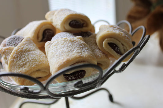 Chocolate Pastry Minis - 18  Piece Gift Box - softly textured buttery dough gently folded around a chocolate ganache filling